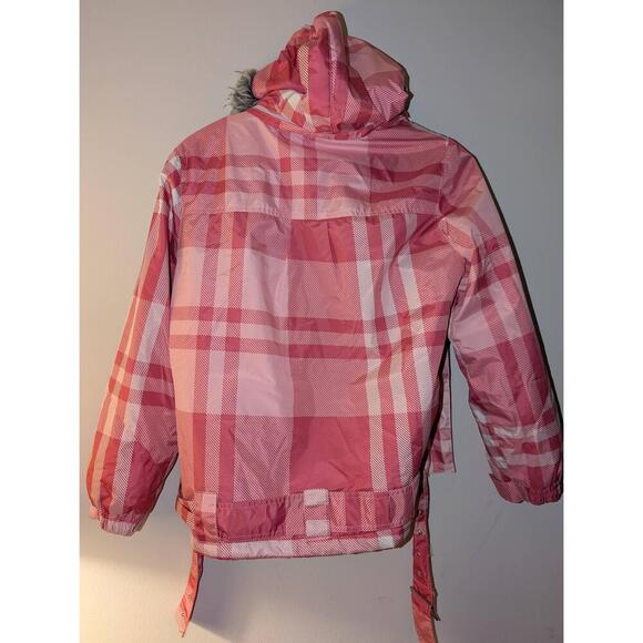 Free Country Girls Ski Jacket Size Large Pink Plaid Hooded Inner Pockets Outdoor - Picture 9 of 10